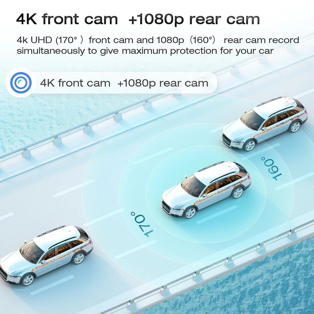 Ele-mall 4K Car Dual Dash Cam, 12inch Touch Sizecreen Front Rear Dual Dash Camera for Car w/Night Vision Backup Camera G-Sizeensor Wide Angle