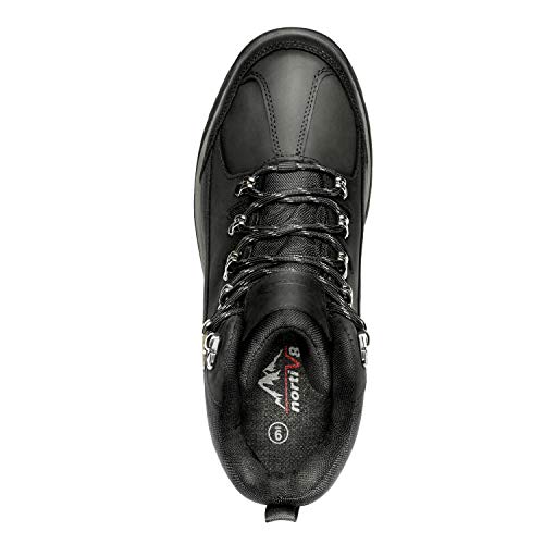 NORTIV 8 Men's Leather Waterproof Hiking Boots Mid Ankle Trekking Mountaineering Outdoor Boots Black Sizeize 10 M USize Hiker