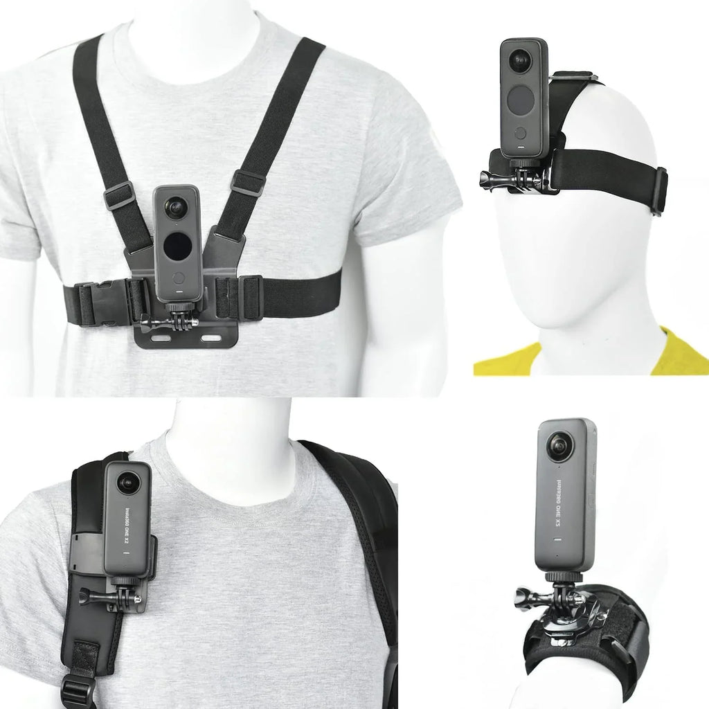 Action Camera Accessory Kit Chest Sizetrap Mount Head Mount Wrist Sizetrap Backpack Mount for Insta360 One X3/