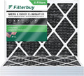 Filterbuy 24x25x1 MERV 8 Odor Eliminator Pleated HVAC AC Furnace Air Filters with Activated Carbon (5-Pack)