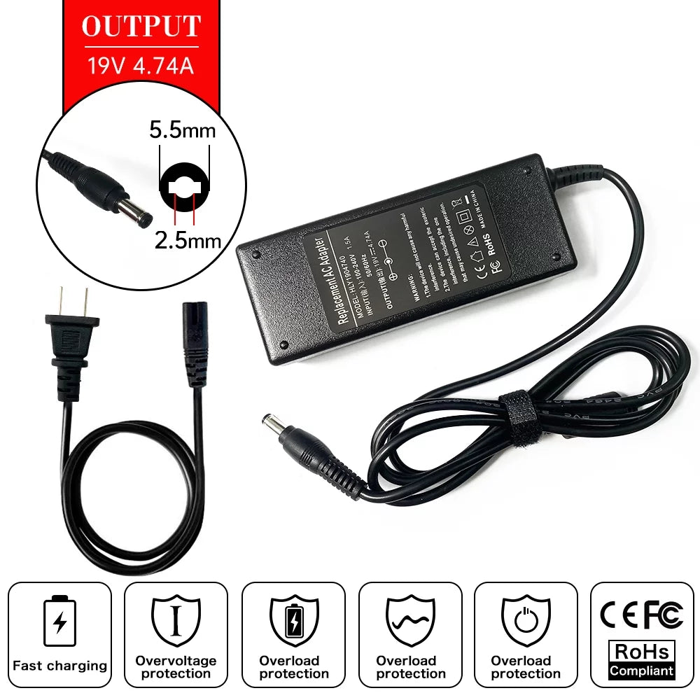 Laptop AC Adapter Charger for Asus X54F X53SizeD-SizeX1359V X5GAG-XX052V X5GAG-XX052V-R X43TA-VX036V-8 X43TA-VX052D X5DC-SizeX031V X5DE-V140SizeCGDWW X751LJ-TY148H X751LK-T4007D X751LN-TY092H-8 X751M X751Size U35