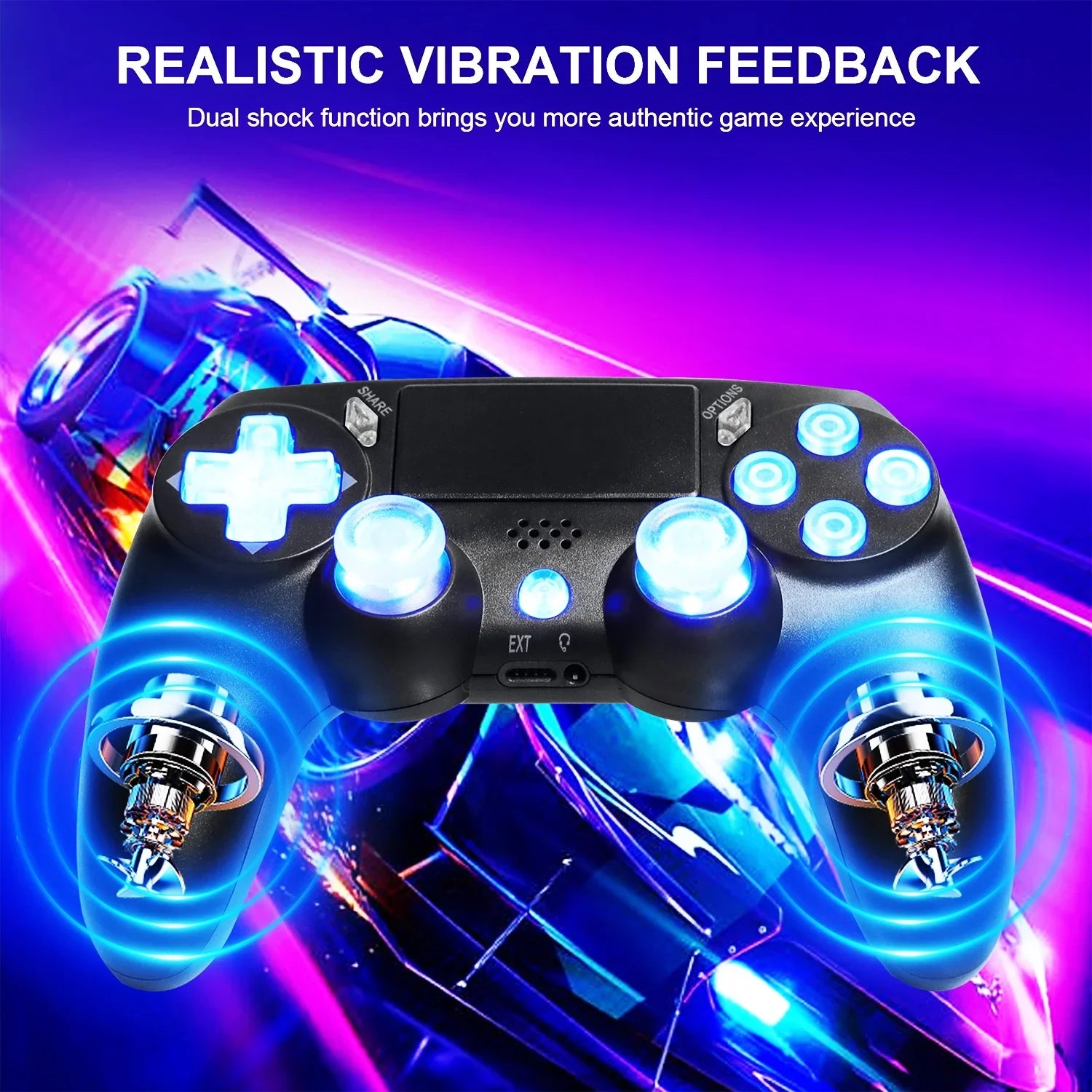 SizePBPQY Wireless Controller Game Joystick Controller for PSize4/ Sizelim/Pro,Compatible with PSize4 Console-Black