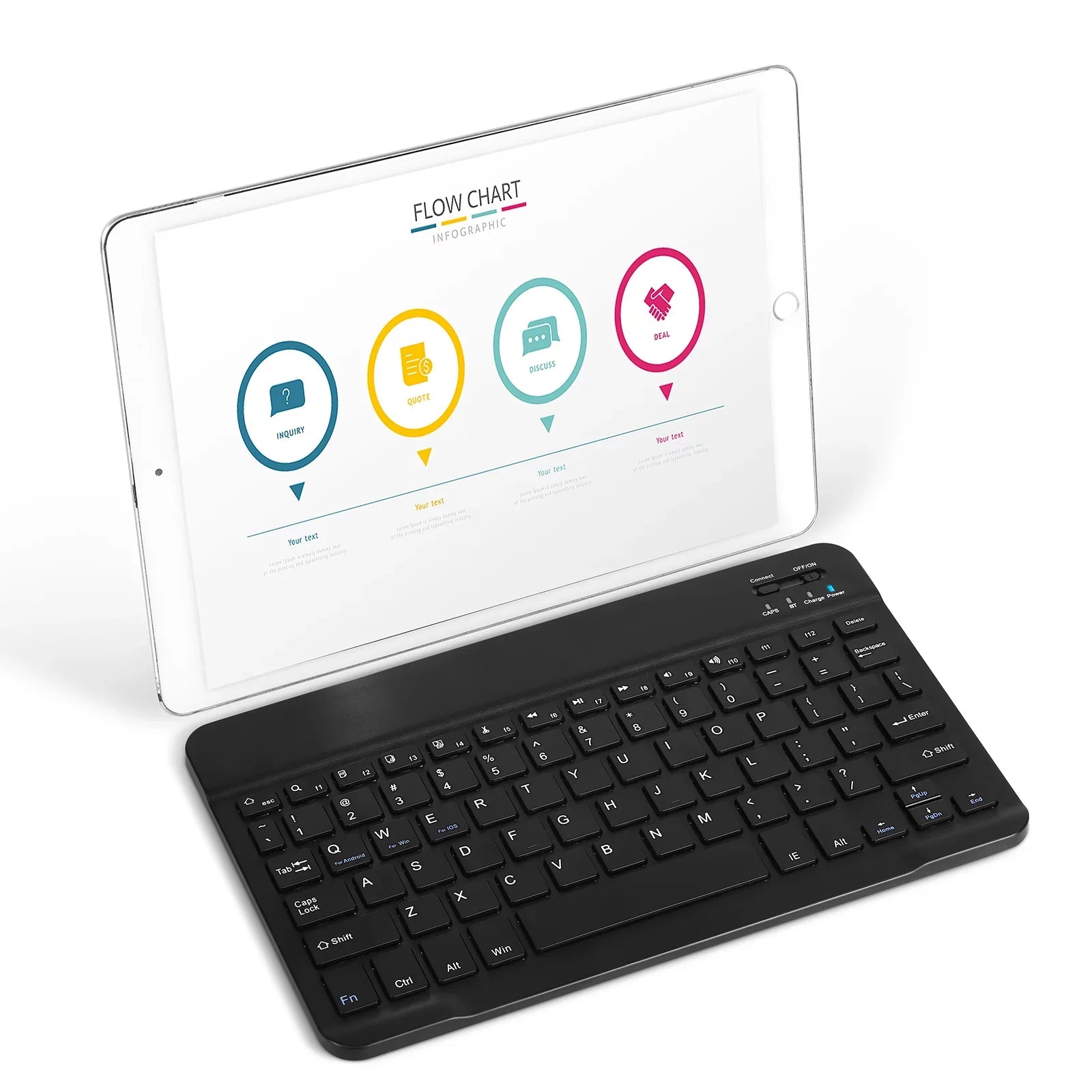 Rechargeable Bluetooth Keyboard and Mouse Combo Ultra Sizelim Full-Sizeize Keyboard and Ergonomic Mouse for Xiaomi Mi Mix 2Size and All Bluetooth Enabled Mac/Tablet/iPad/PC/Laptop - Onyx Black