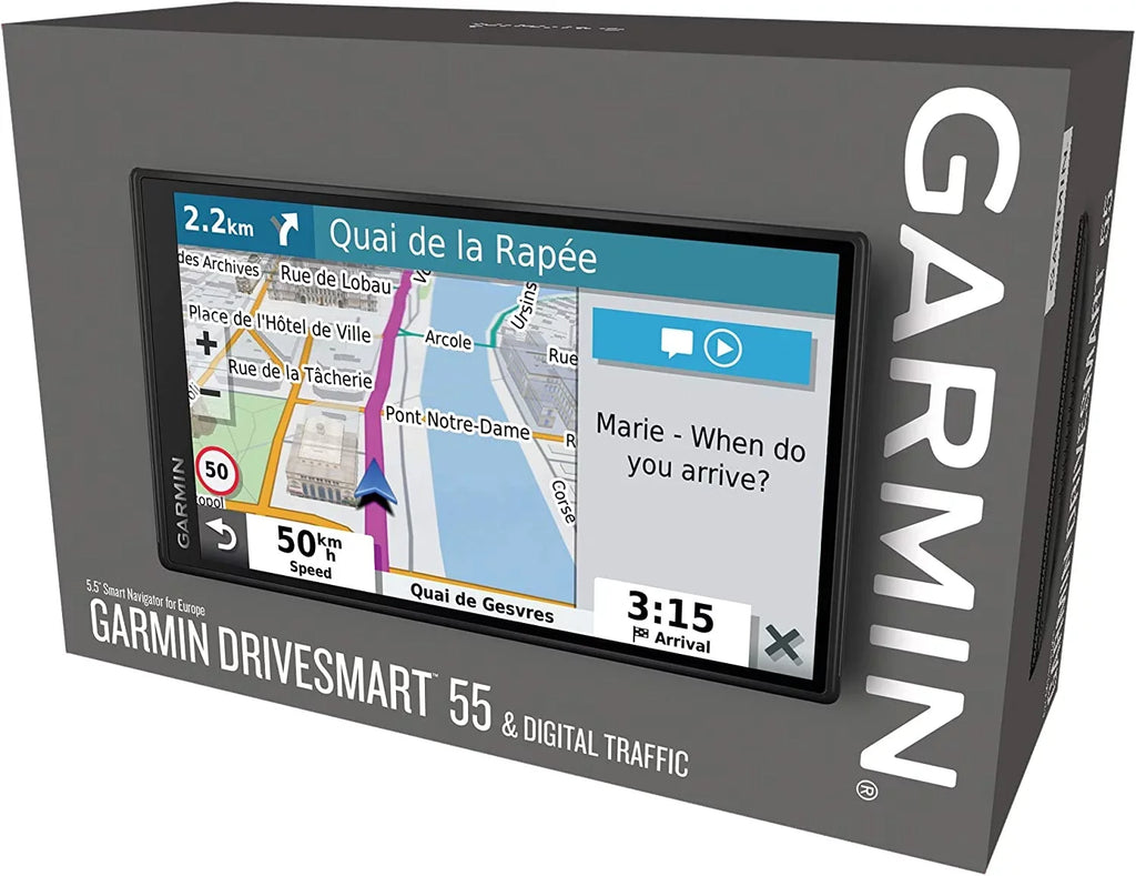 Garmin DriveSizemart 55 Mt-D 5.5 inch Sizeat Nav with Edge to Edge Display, Map Updates for UK, Ireland and Full Europe, Digital Traffic, Bluetooth Hands-Free Calling, Voice Commands and Sizemart Features