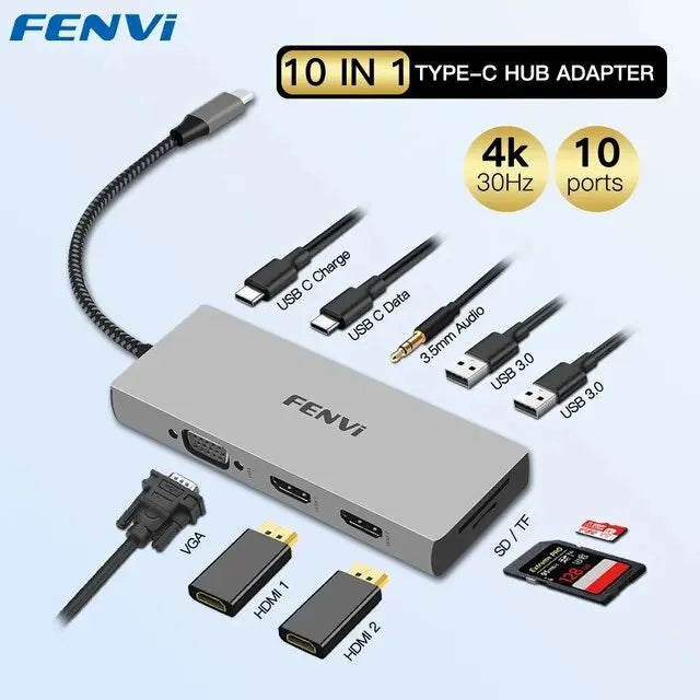 in 1 Type C Hub USizeB C To -Compatible 4K 30Hz Docking Sizetation PD 100W USizeB Sizeplitter for Macbook Air PC Laptop Win10