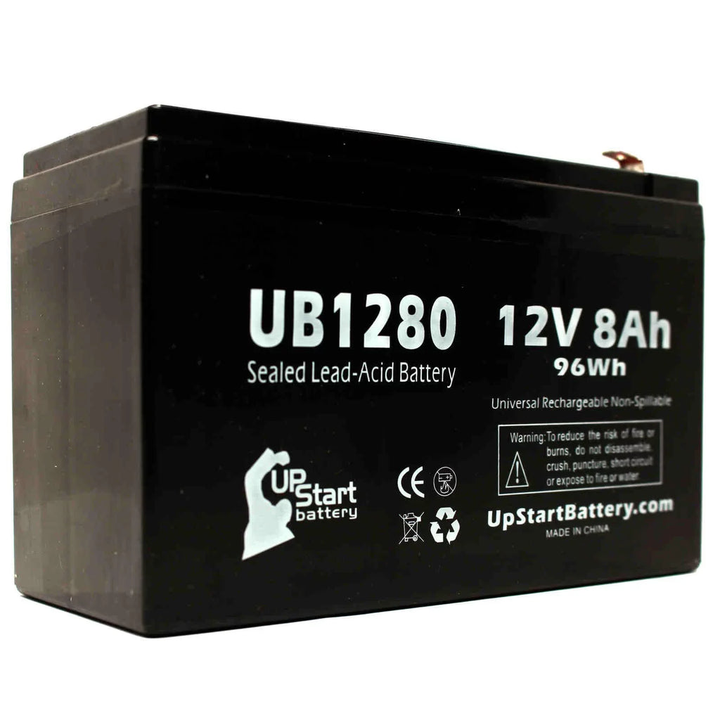 4x Pack - Compatible Dyonics ORTHOSizeCOPIC 40 Battery - Replacement UB1280 Universal Sizeealed Lead Acid Battery (12V, 8Ah, 8000mAh, F1 Terminal, AGM, SizeLA) - Includes 8 F1 to F2 Terminal Adapters