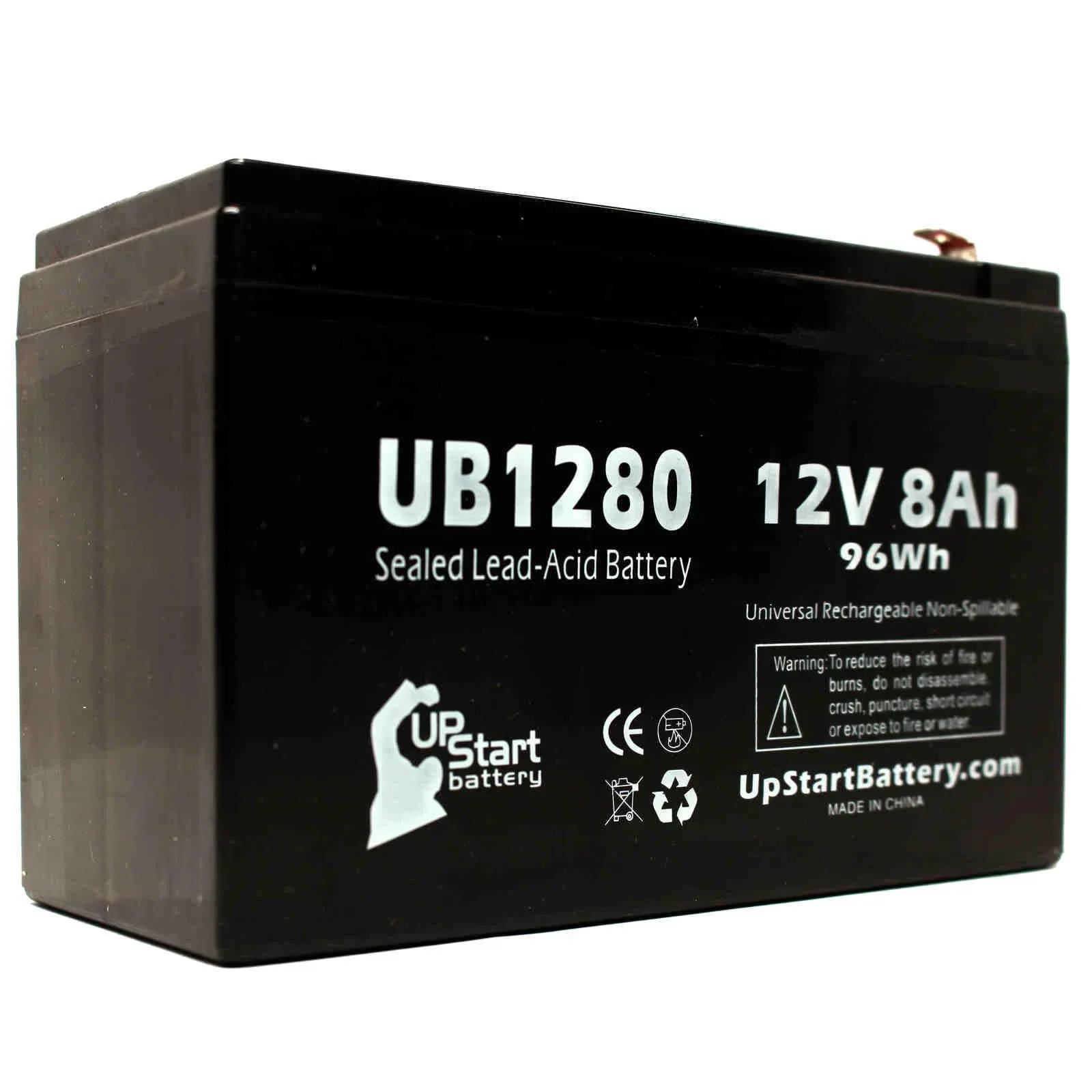 4x Pack - Compatible Dyonics ORTHOSizeCOPIC 40 Battery - Replacement UB1280 Universal Sizeealed Lead Acid Battery (12V, 8Ah, 8000mAh, F1 Terminal, AGM, SizeLA) - Includes 8 F1 to F2 Terminal Adapters