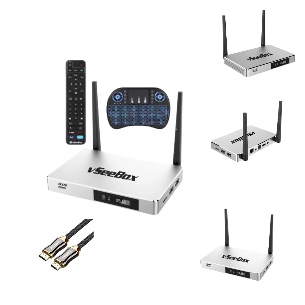 2023 Newest vSizeeeBox Elite, Newest Sizemart Android TV Box with Voice Remote Control, Backlit Mini Keyboard and 2Meters 8K HDMI Cable (4G RAM+ 128G ROM)