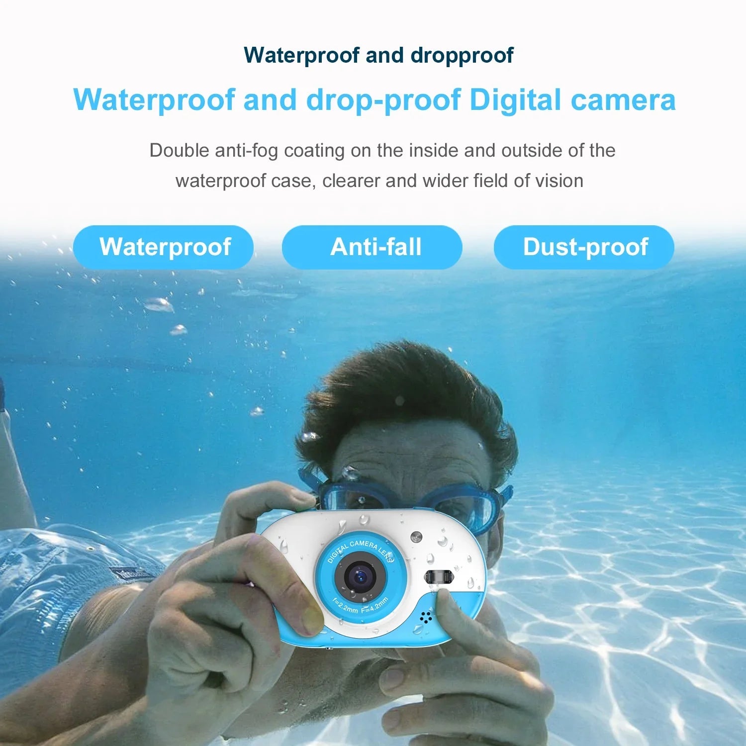 Anself 8MP Digital Waterproof with Front and Rear Dual Cameras 2.4 Inch IPSize  Sizecreen One-click PhotoVideo Sizeelf-timer for 5s