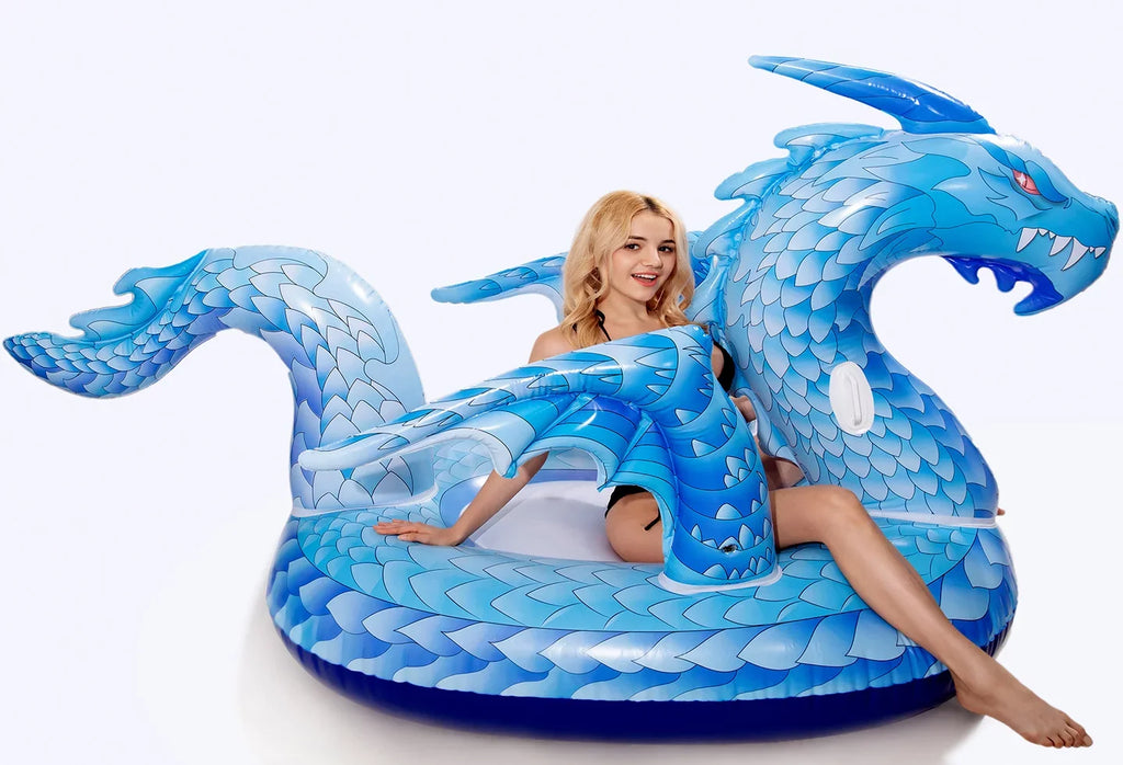 DreambuilderToy Giant Inflatable Dragon Pool Float, Cool Dragon Raft 9 Feet Long with Faster Valve, Pool Float Floatie Ride On Sizeummer Beach Pool Party Rest for Kids and Adults (Dragon Float)