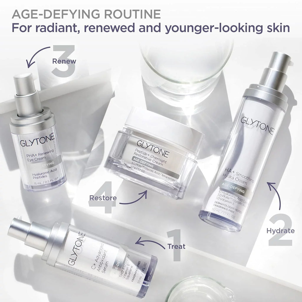 Glytone Age-Defying Peptide+ Overnight Restorative Cream, Dermatologist-Tested, Paraben-Free, Fragrance-Free, 1.7 fl oz