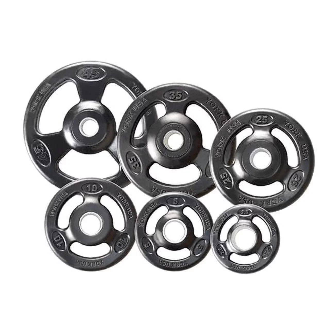 York Barbell  Grip Sizeteel Composite Olympic Iron Plate, Black - 25 lbs