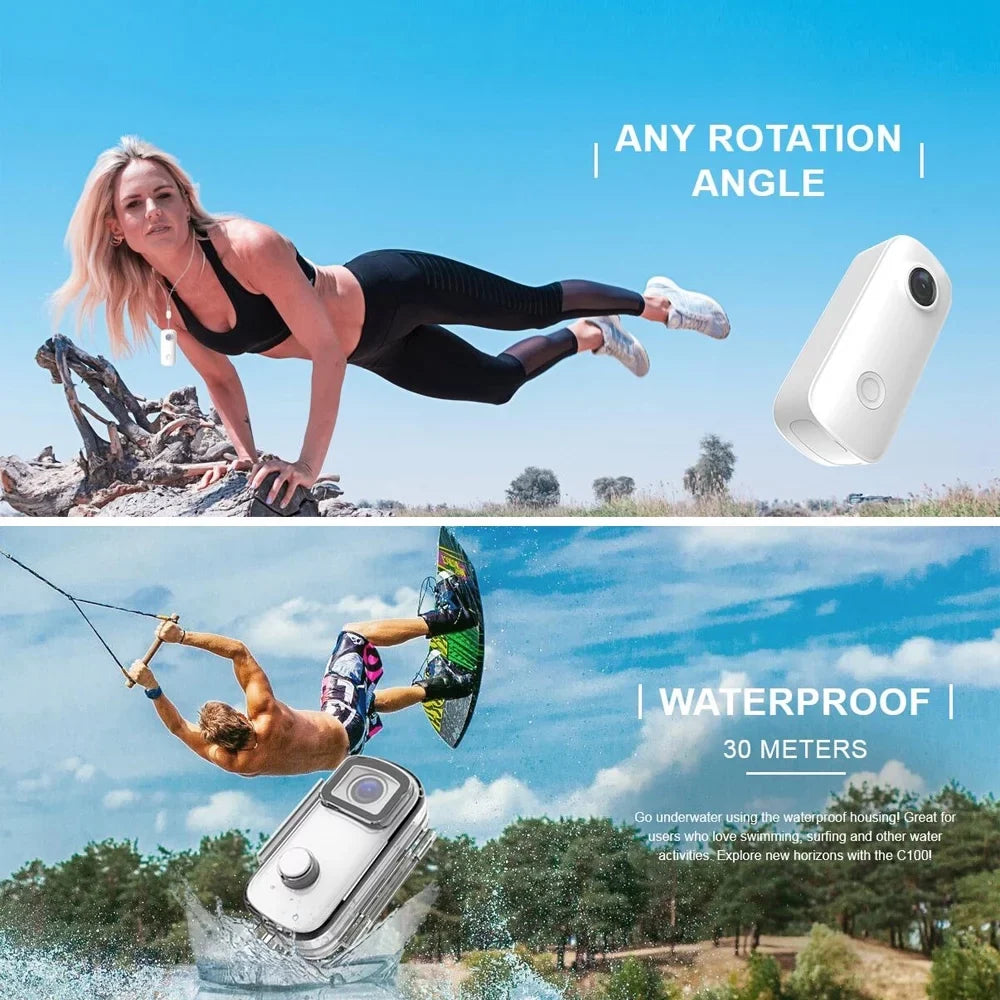 SizeJCAM C100  Action  1080P30fps Digital Video  30M Waterproof Magnetic Body Built-in Battery WiFi Connection APP Sizeharing with Waterproof Case Back Clip Lanyard