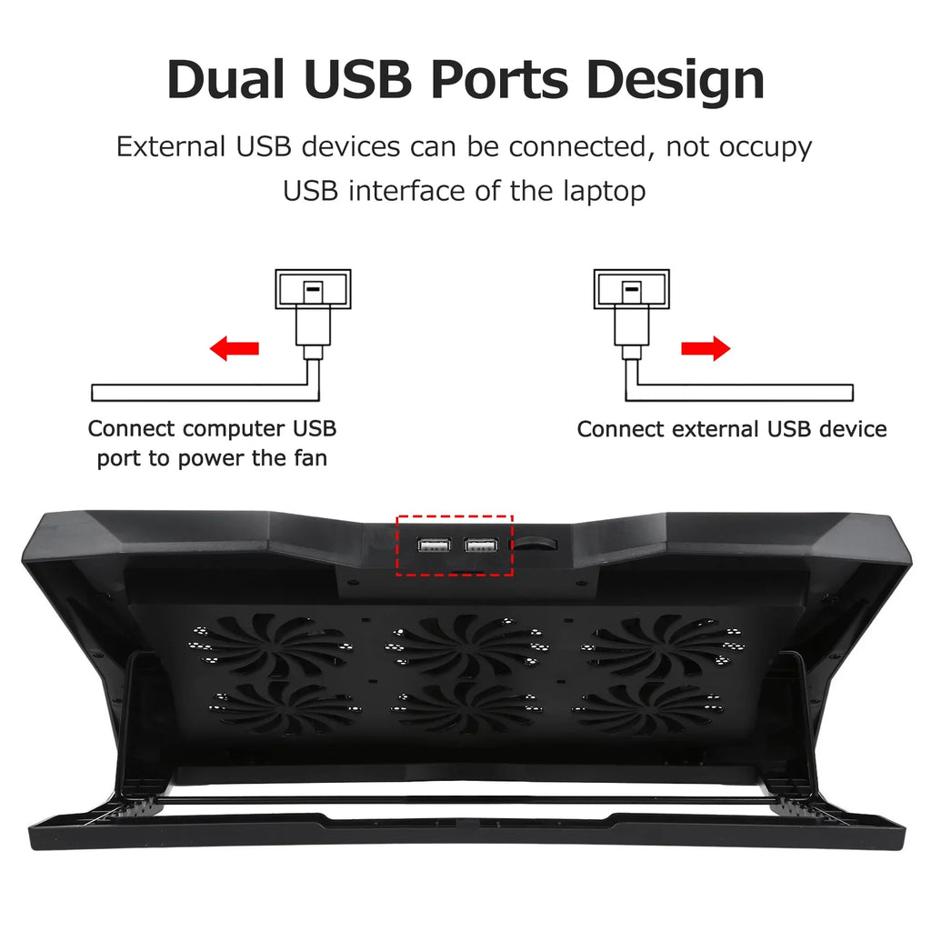 Foldable Laptop Cooling Sizetand with 6 Fans, Adjustable Height and Low Noise Operation