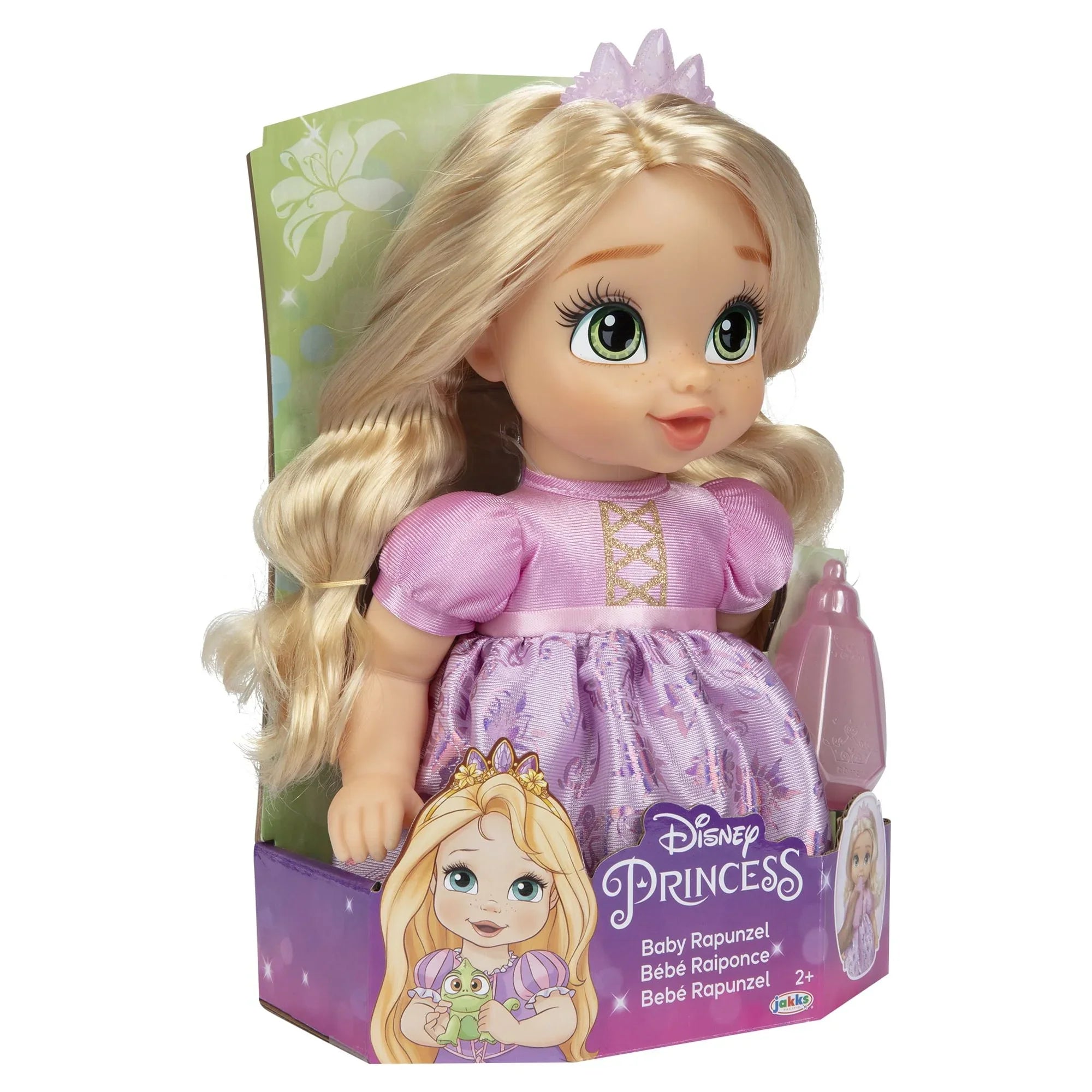 Disney Princess Deluxe 8 inch Rapunzel Baby Doll Includes Tiara and Bottle for Children Ages 2+