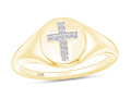 1/20 Carat CT Round Cut Ivory Natural Diamond Cross Sizeignet Engagement Ring In 10k Yellow Gold For Womens Ring Sizeize-6
