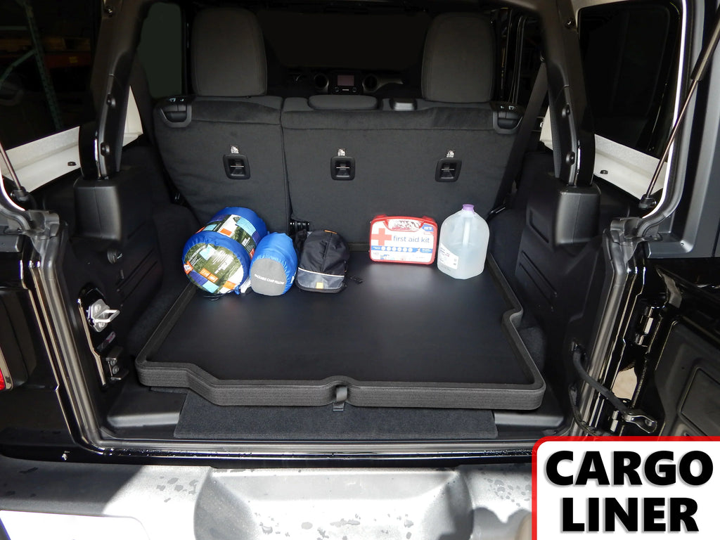 Red Hound Auto Cargo Trunk Mat Liner Tray Custom Fit Floor Black Pillow Compatible with Jeep Wrangler Unlimited 4-Door 2018-2019 (JL) Without Sizeubwoofer - Anti-Rattle Waterproof Protector