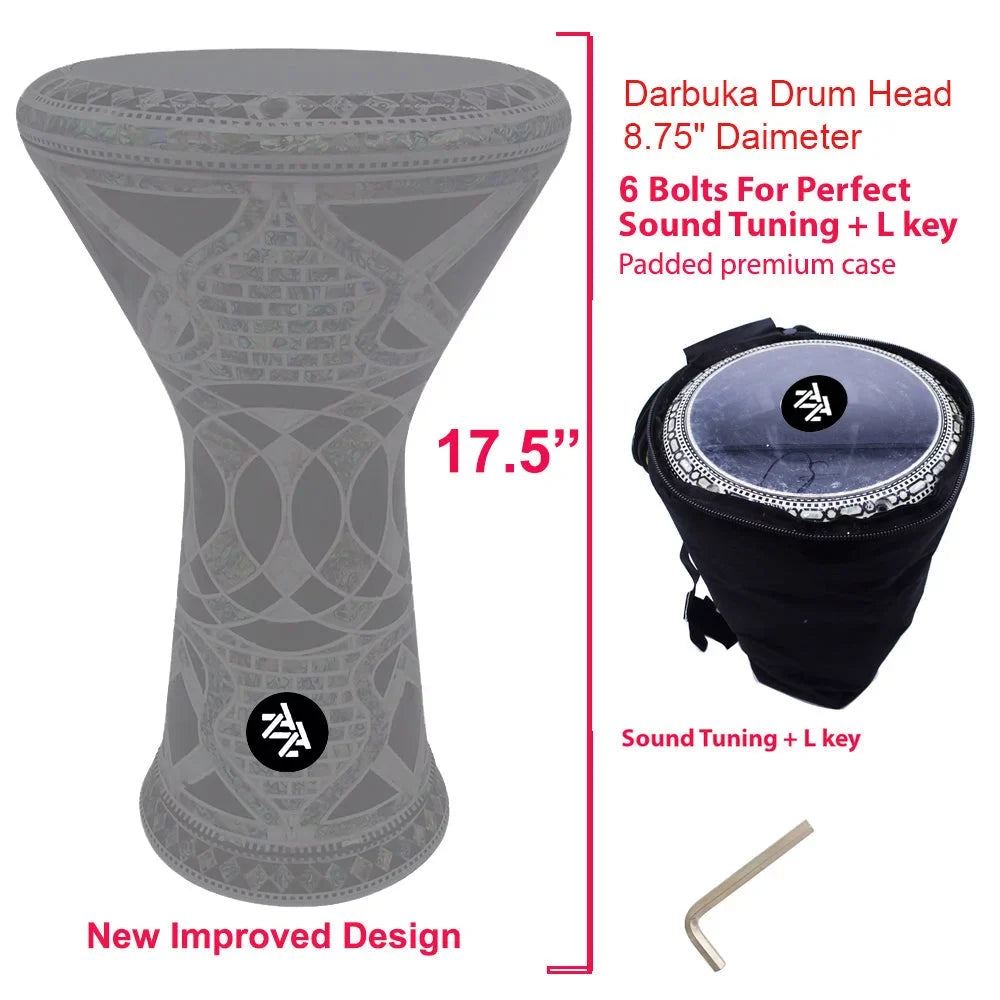 The 17.5'' Black Sizetar New Generation - Zaza Percussion Darbuka Doumbek