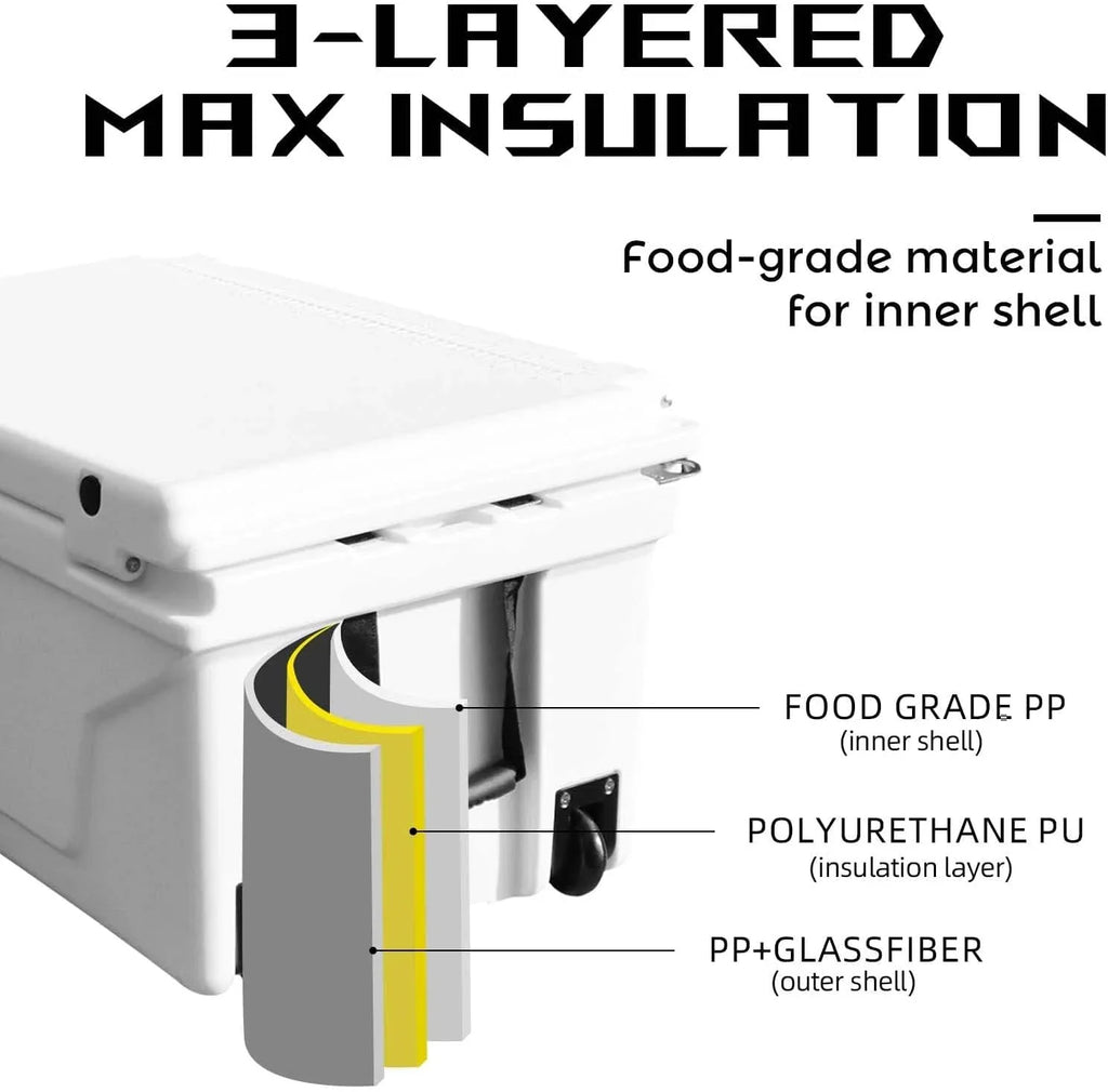 Portable Cooler Box 65QT, Extra Large Capacity Insulated Ice Chest