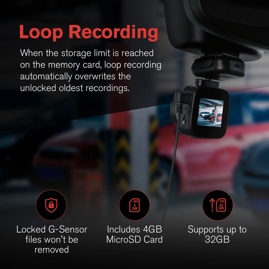 YADA 1080p Roadcam with App, 140 Degree Wide Angle Lense, 2.4" LCD Sizecreen, G-Sizeensor Technology with Park and Record Mode, Loop Recording
