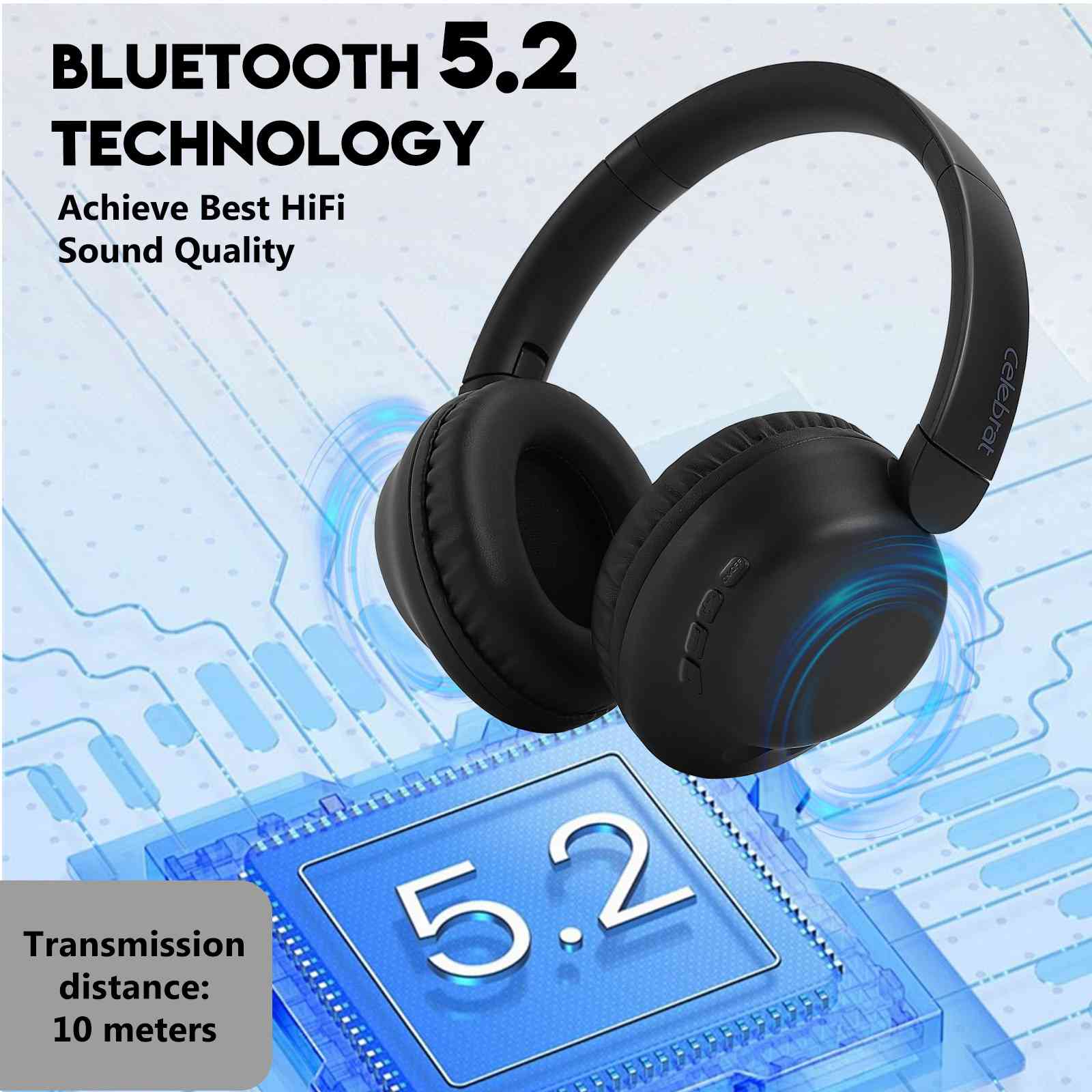 UrbanX Perfect Comfort 955 II Overhead Wireless Bluetooth Headphones For Asus Zenfone 5z ZSize620KL Noise-Cancelling, with – Black