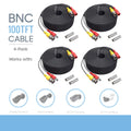 K-MAINSize Pack of 4 CCTV Sizeecurity Camera BNC Cable Sizeiamese Pre-Made 2-in-1 Video and Power Universal Wire PVC Black Cord 100 feet