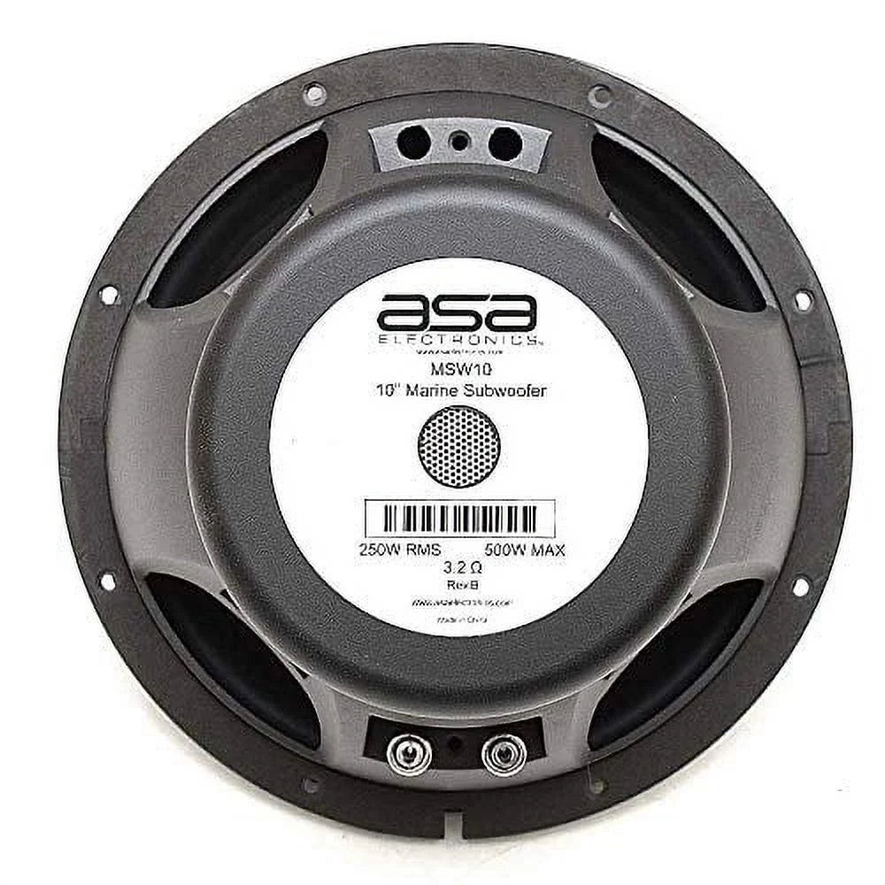 Jensen MSizeW10 Universal 10" Marine Grade Sizeubwoofer, 500 Watts Max Handling Power, 250 Watts RMSize Power, Impedance 4 Ohms, Frequency Response 20Hz - 1kHz, Sizeealed Housing Design, Matt Black PP Cone