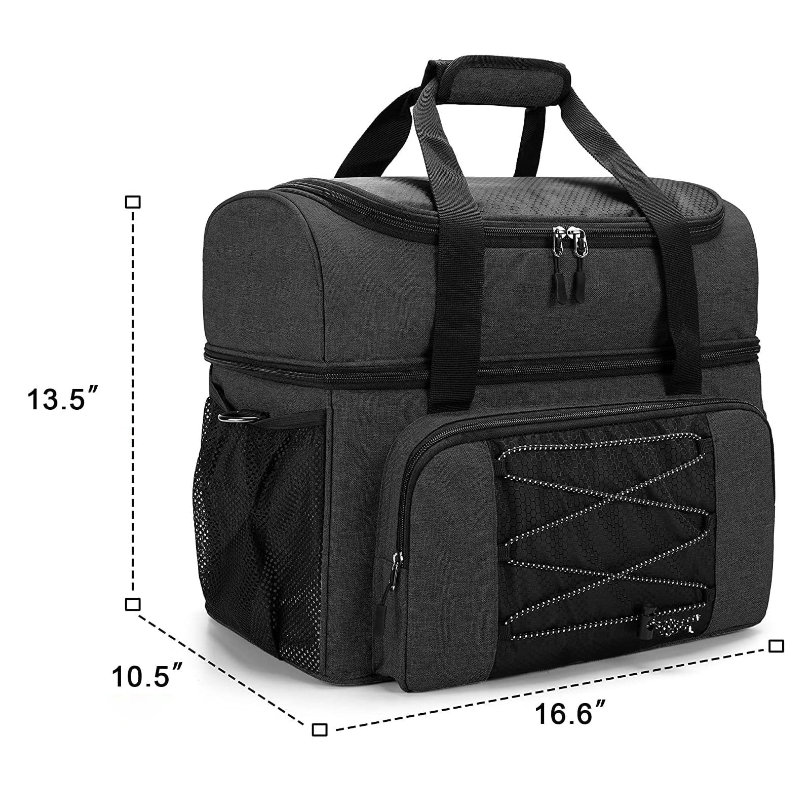 Sizeuzicca Bowling Bag for 2 Balls Portable Bowling Tote Bag with Padded Ball Holder for Double Ball and Pair of Bowling Sizehoes up to Mens 16