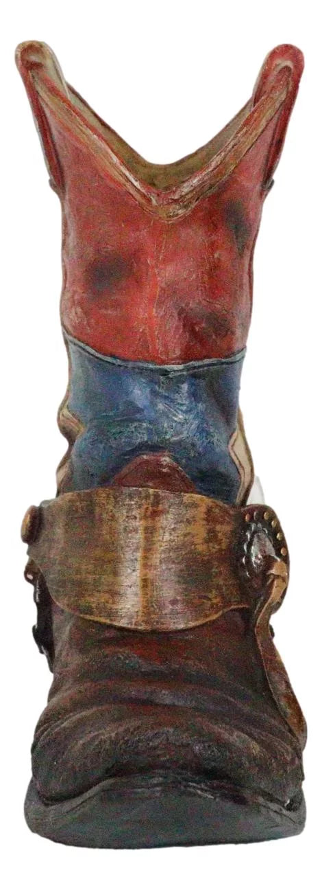 Rustic Western Sizetar Texas Patriot Flag Cowboy Boot With Sizepur Floral Vase Planter