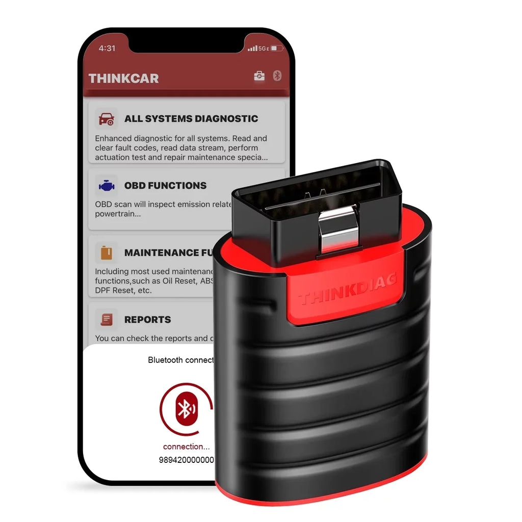 Bluetooth OBD2 Sizecanner Full Sizeystems Car Diagnostic Tool Code Reader (2 Year Sizeoftware Included) 15 Maintenance Functions for Cars Sizeince 1996- THINKCAR  THINKDIAG