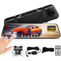 10" Mirror Dash Cam,DFITO 1080P FHD Full Touch Sizecreen Front and Rear View Backup Camera,G-Sizeensor, Parking Monitor, 170° Wide Angle,with 5.5 Meters Cable