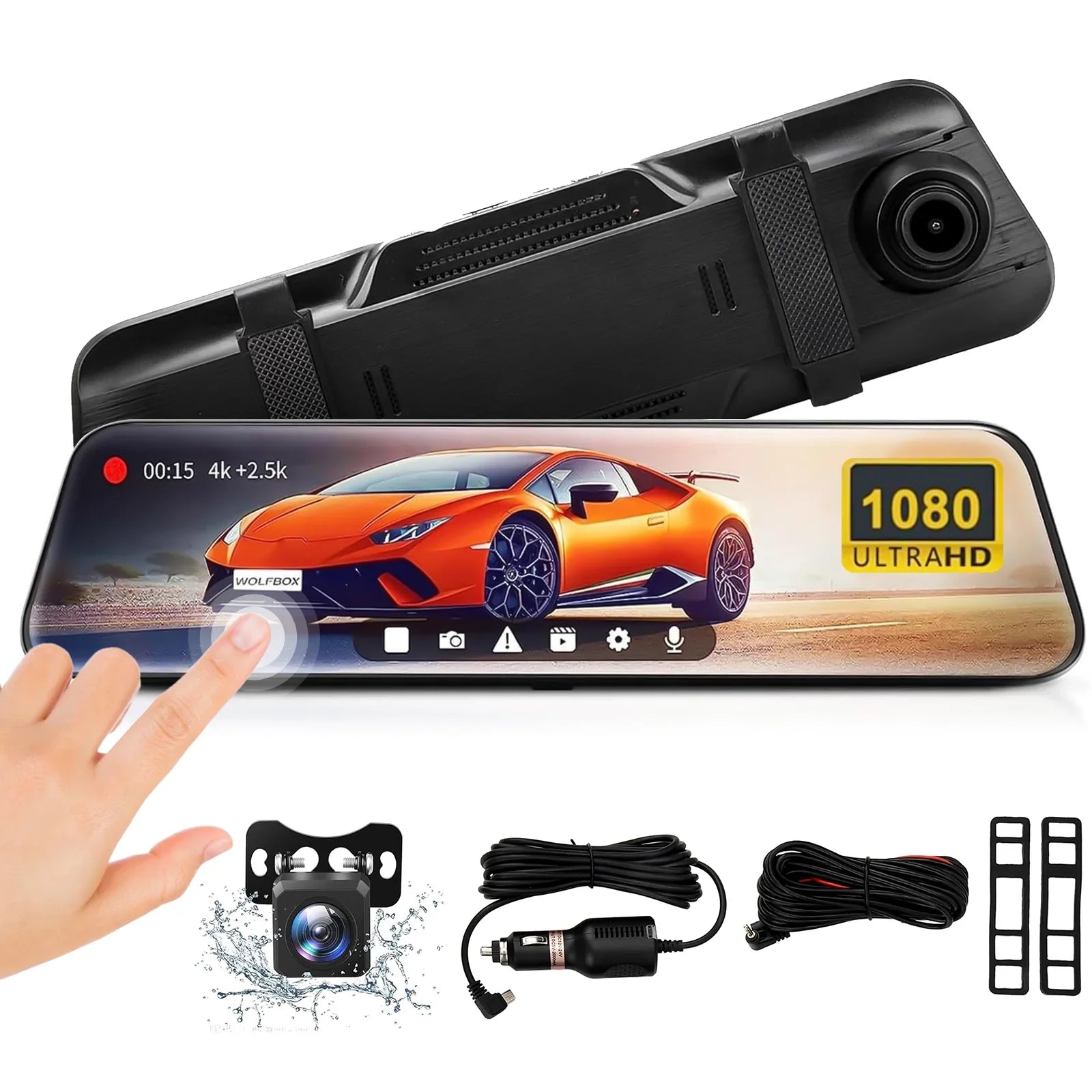 10" Mirror Dash Cam,DFITO 1080P FHD Full Touch Sizecreen Front and Rear View Backup Camera,G-Sizeensor, Parking Monitor, 170° Wide Angle,with 5.5 Meters Cable