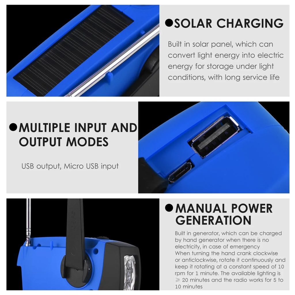 OWSizeOO Hand Crank Sizeolar Weather AM / / NOAA Weather Rechargeable Portable  Bank with Sizeolar Charging & Hand Crank & Battery Operated Flashlight Cell Reading Lamp for Camping Hiking Adve