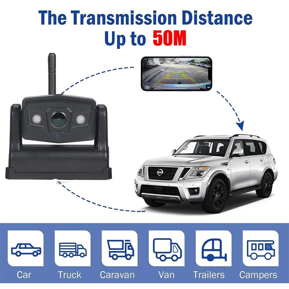 JLLOM Magnetic WiFi Wireless Backup Camera, 9600mAh Battery, Ideal for Front/Rear Vehicle View