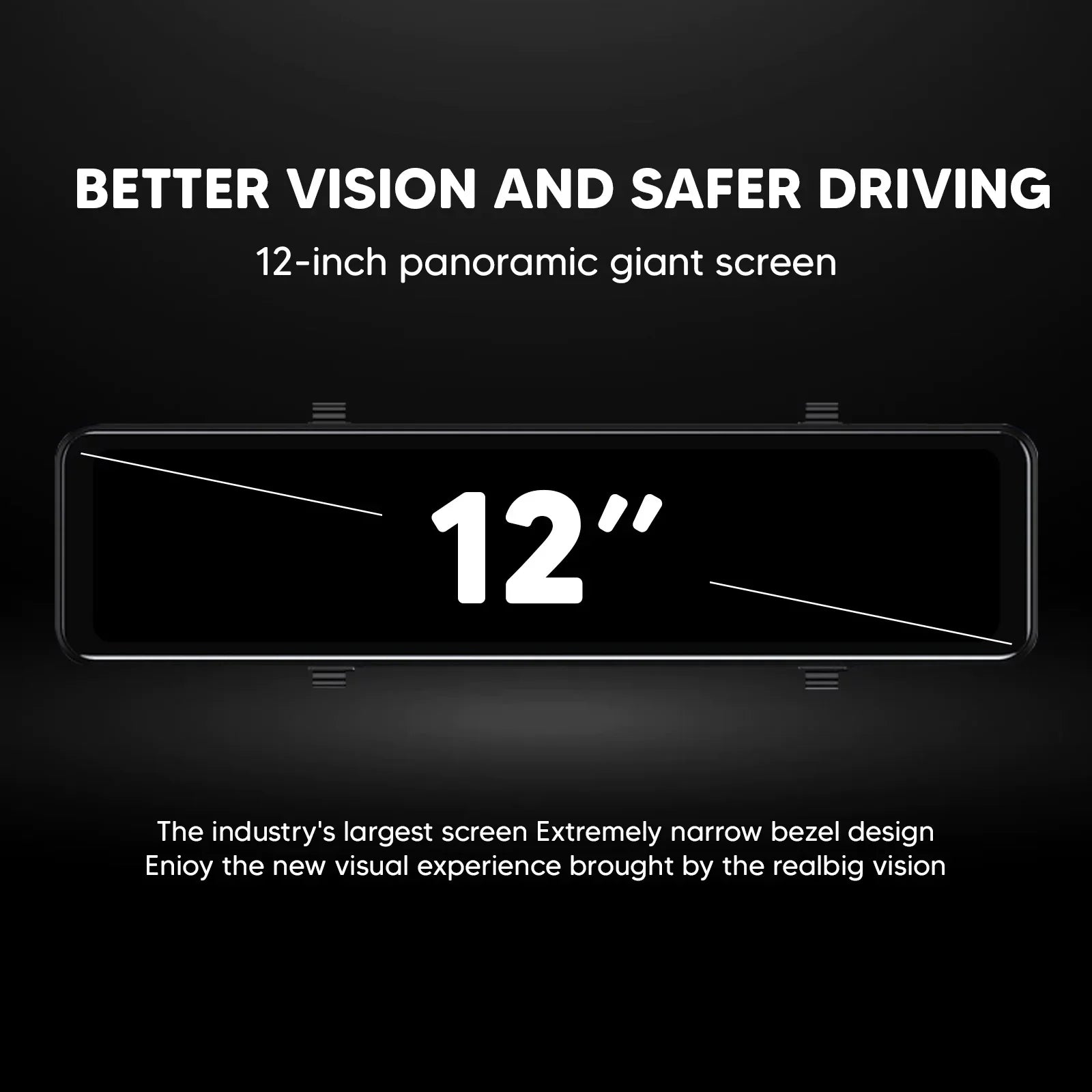 12"Dual Dash Cam GPSize Car Rear View Mirror Camera DVR Video Recorder Night Kits