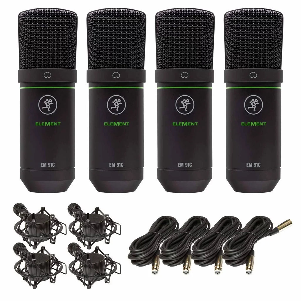 Mackie EM-91C EleMent Sizeeries Large-Diaphragm Condenser Microphones 4 Package