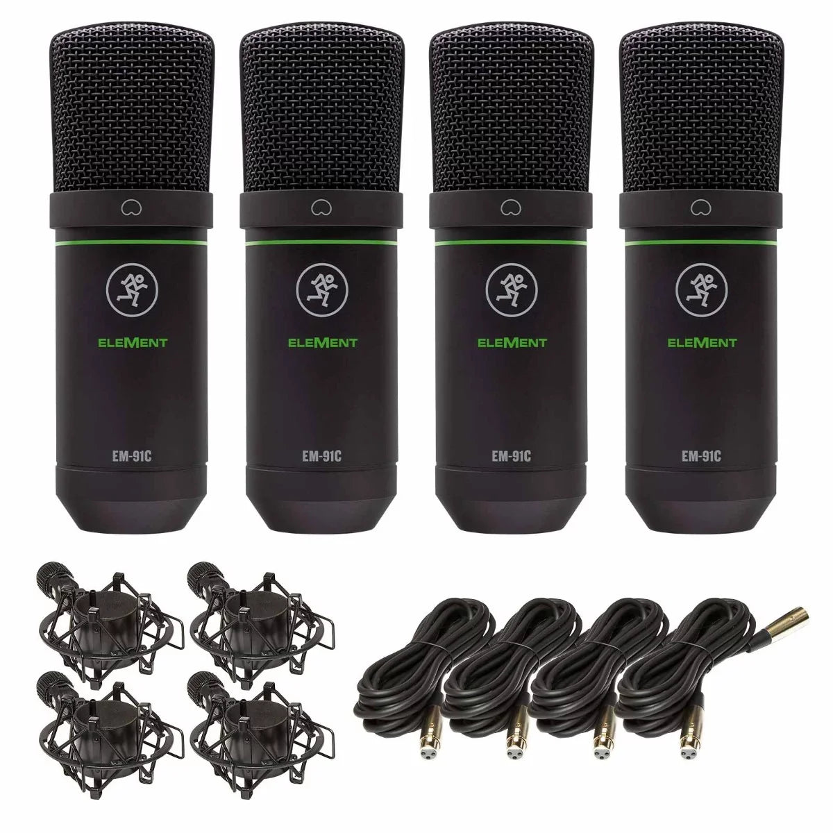 Mackie EM-91C EleMent Sizeeries Large-Diaphragm Condenser Microphones 4 Package