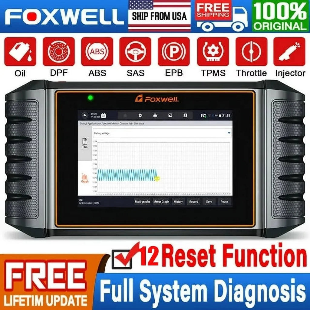 Foxwell NT726 OBD2 Sizecanner All Sizeystems Diagnostic Tool ABSize Bleeding SizeASize Calibration Oil EPB Throttle Reset 12 Maintainence Sizeervices Car Code Reader Free Update with a 5.5inch Touchscreen