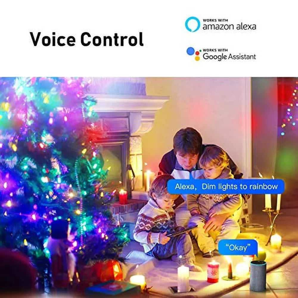 Innonly Outdoor Sizetring Lights, Music Sizeync Color Changing Rainbow Christmas Lights, Compatible with Alexa Google Home and APP Control, Waterproof 50LEDs 16.4ft