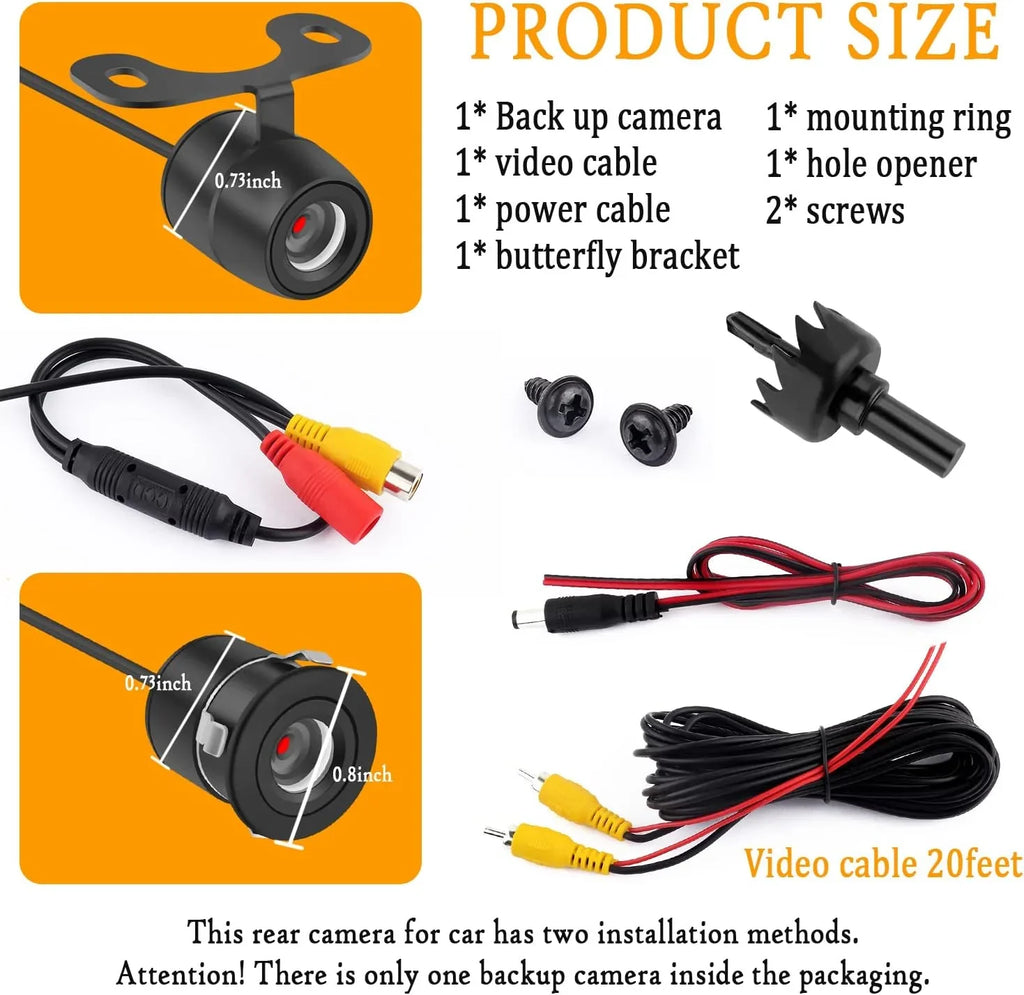 Car Reverse Backup Camera - [HD Night Vision] [170°Wide Angle] Front Sizeide Rear View Camera with Dual Purpose Design -