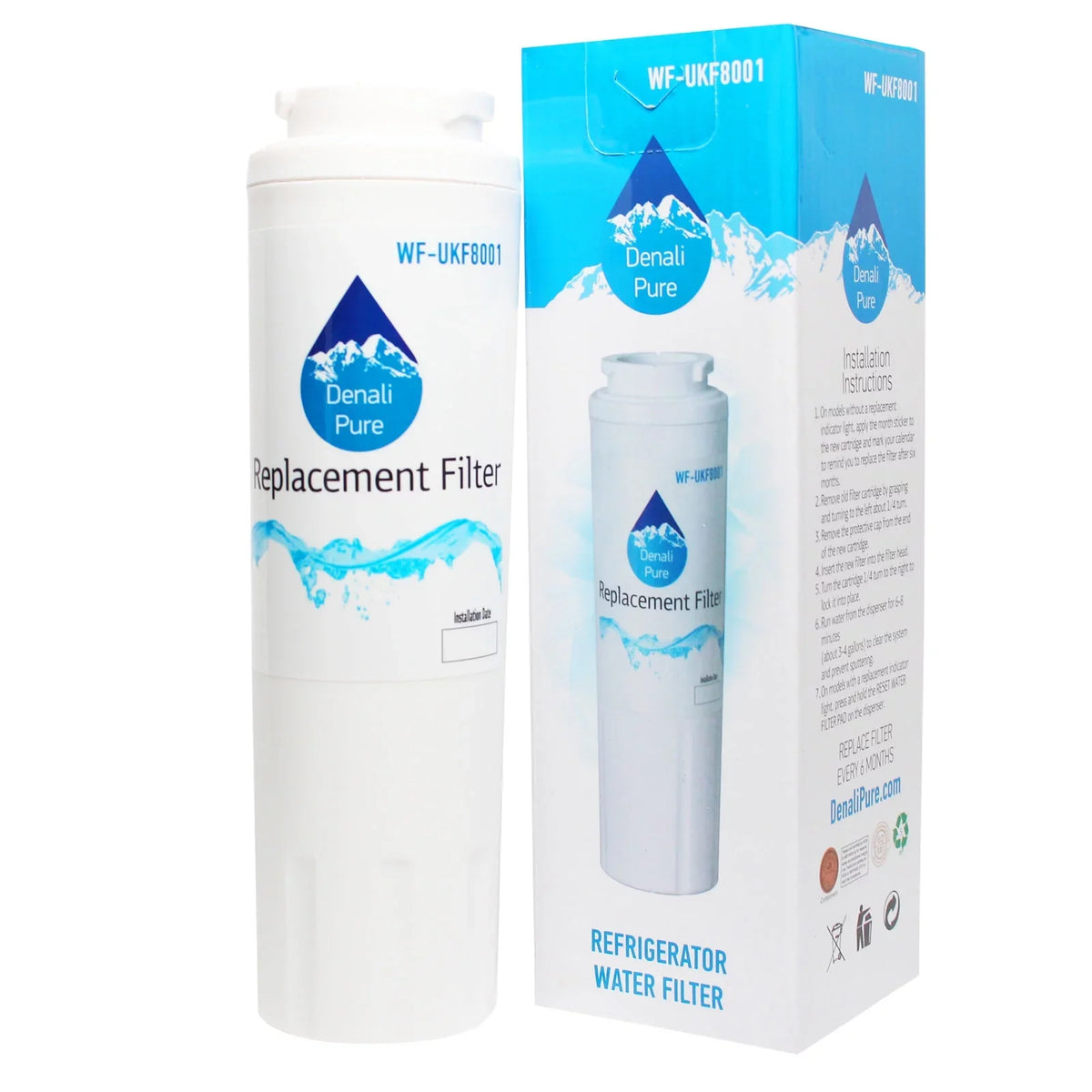 5-Pack Replacement for Amana ARSize9265BW Refrigerator Water Filter - Compatible with Amana UKF8001AXX Fridge Water Filter Cartridge - Denali Pure Brand