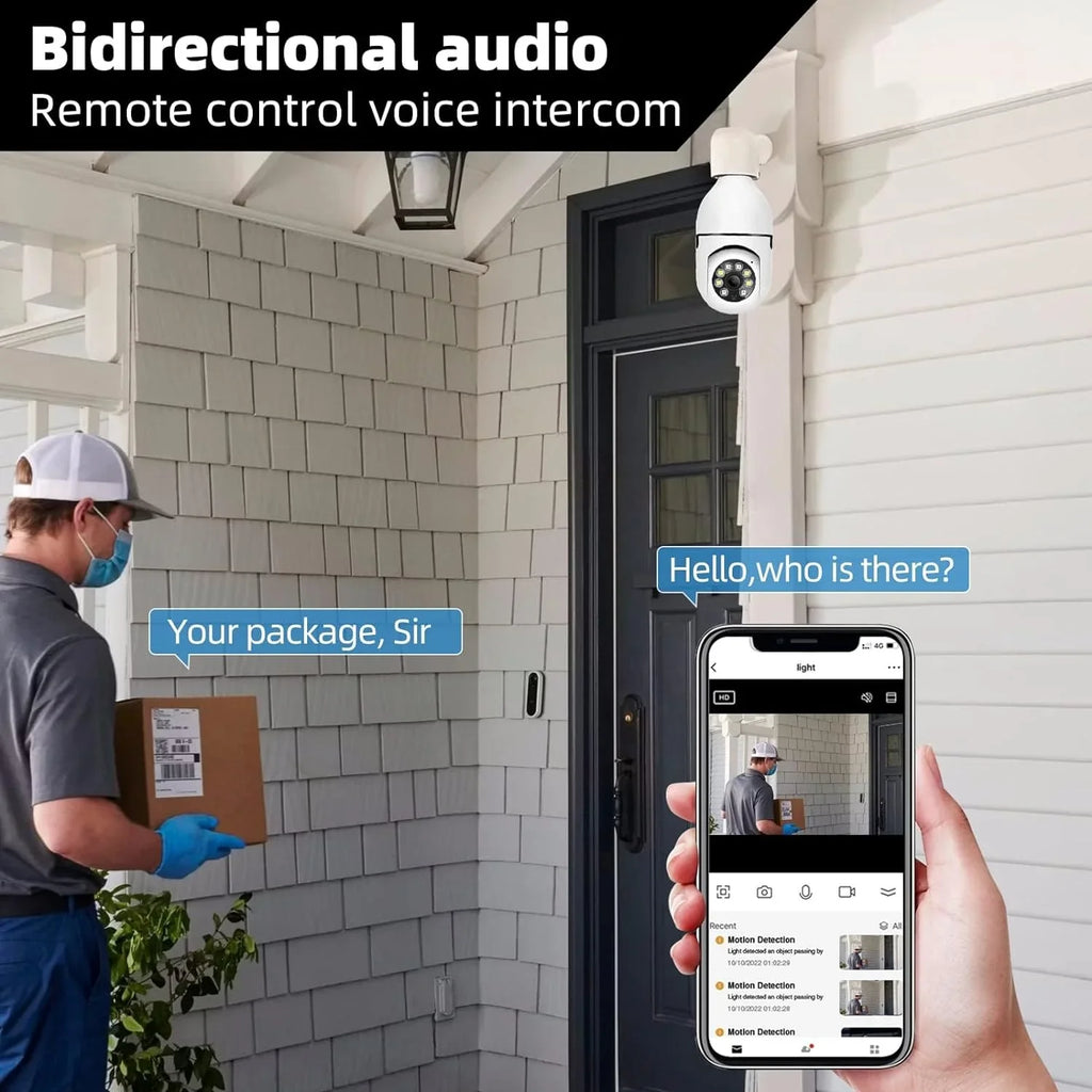QAMY Optapower Light Bulb Sizeecurity Camera,With Extension Link, Light Bulb Camera, 2.4g 360° PTZ Sizecrew In Camera
