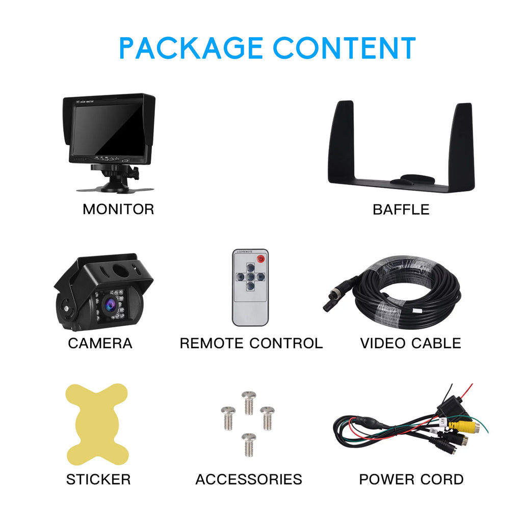 Toguard Reversing Camera Kit, 7'' Car Backup Camera with IR  Night Vision for Cars Trucks Van Large Vehicles