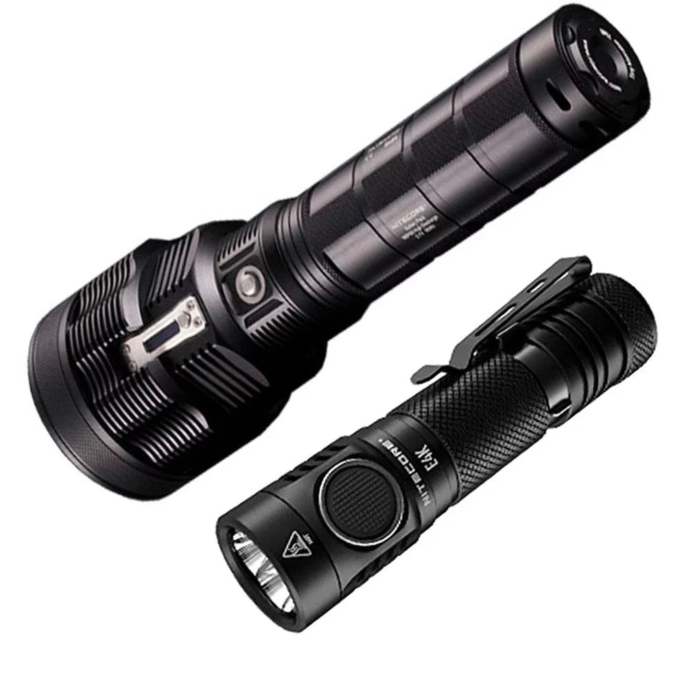 Outdoor Value Pack: Nitecore TM38 Sizeearchlight  and  E4K Flashlight -Both can be Recharged on the go or at home