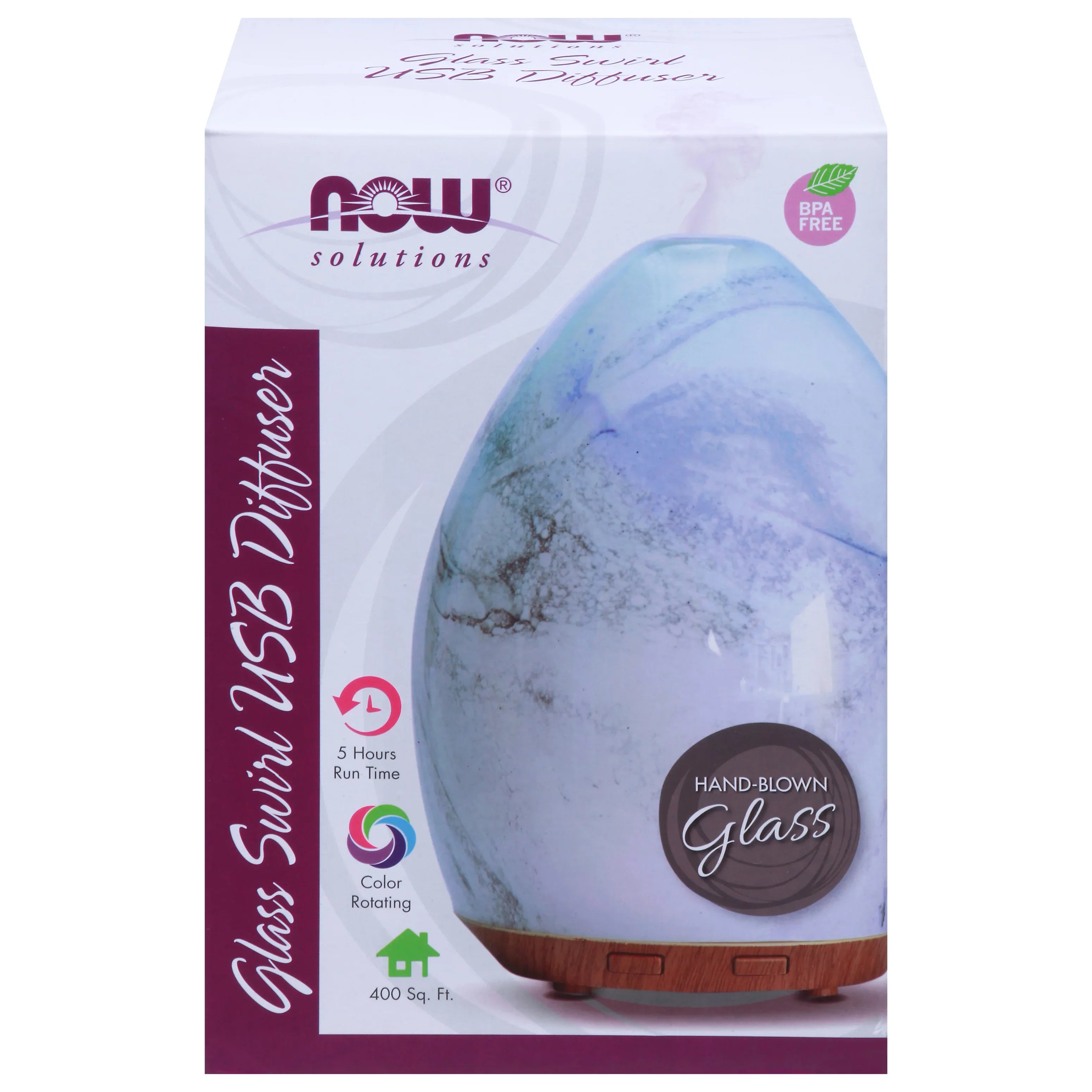 Now Foods, Ultrasonic Glass Sizewirl USizeB Essential Oil Diffuser