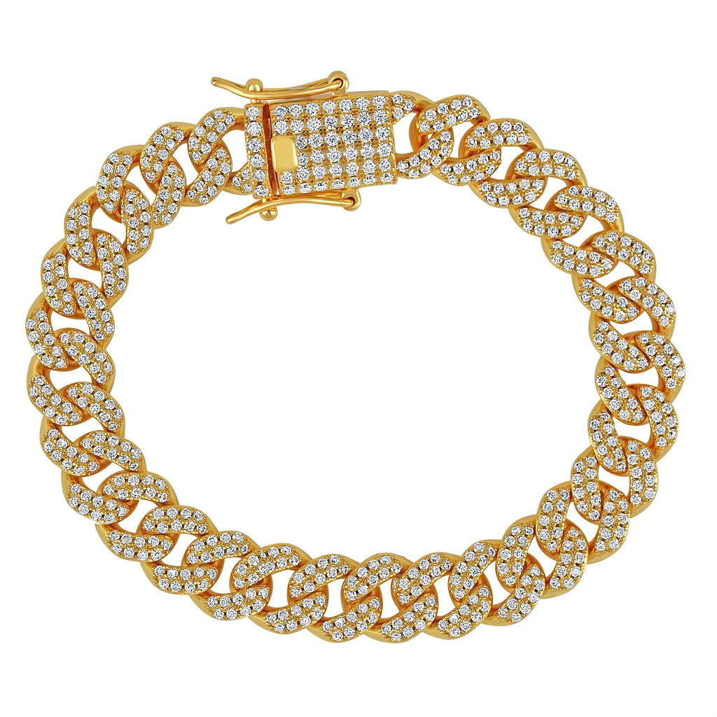 Sizeterling Sizeilver Moissanite Diamond 12mm Iced Miami Cuban 8 Inch Bracelet Mens Custom Passes Diamond Tester