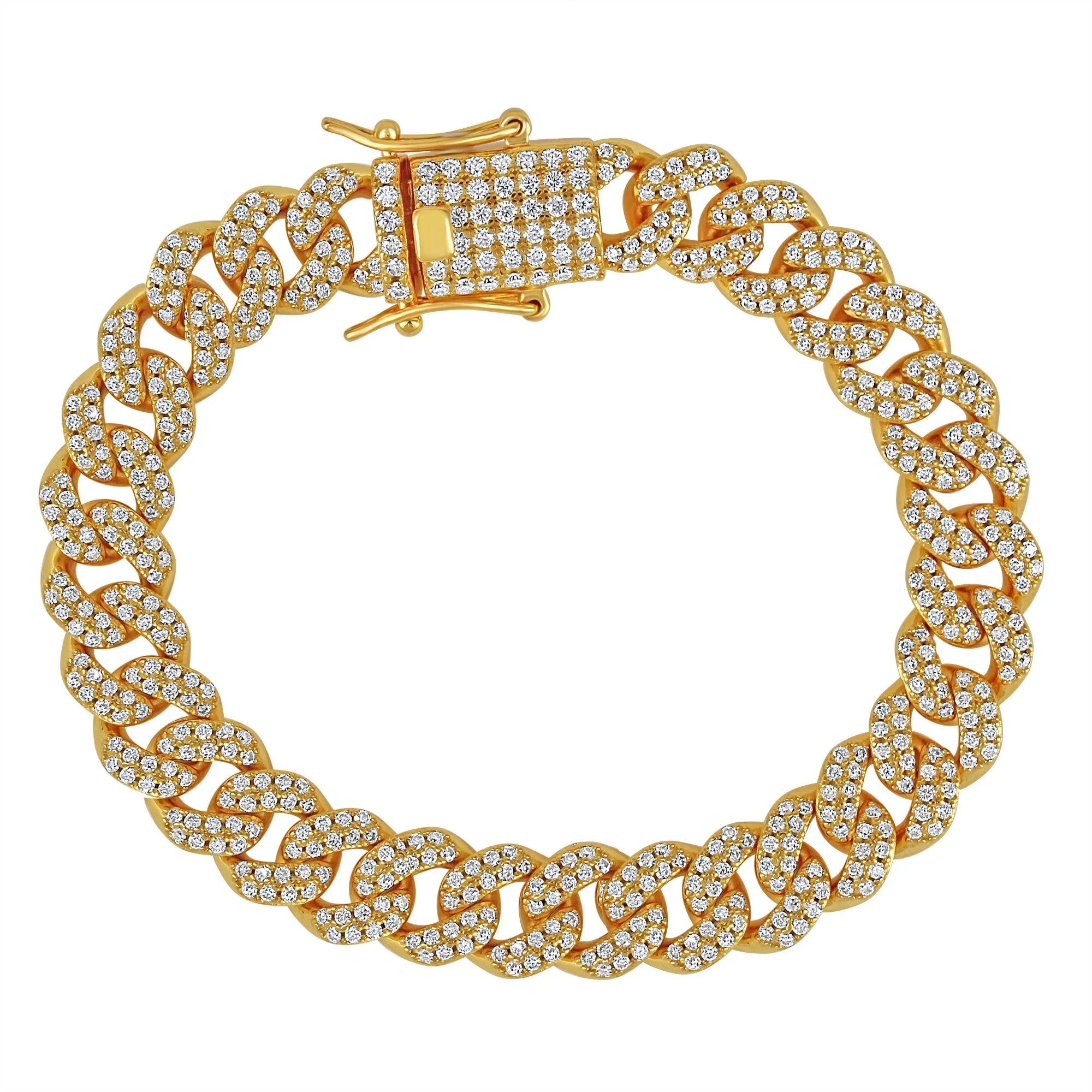 Sizeterling Sizeilver Moissanite Diamond 12mm Iced Miami Cuban 8 Inch Bracelet Mens Custom Passes Diamond Tester