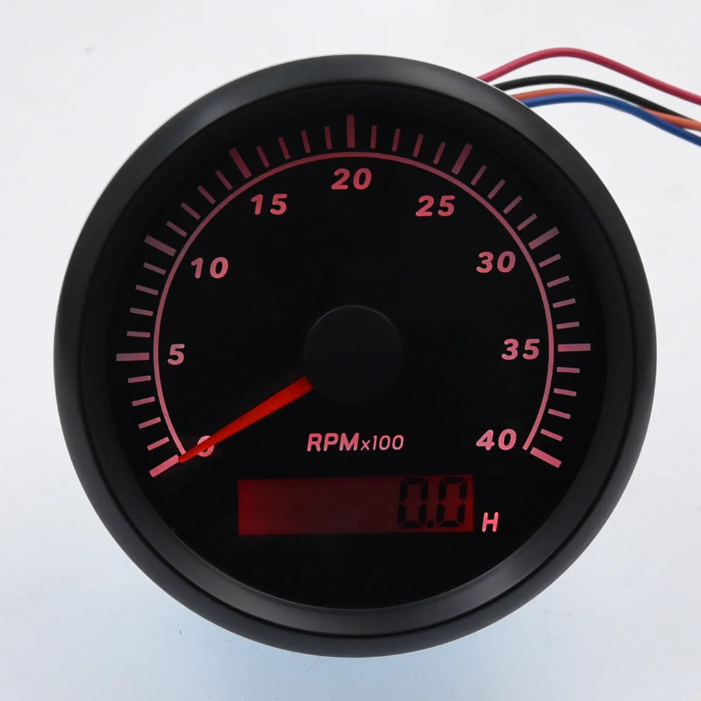 Geloo Marine Tachometer Hour Meter Waterproof Tachometer Gauge 0-4000RPM 85mm for Car Boat Truck RV