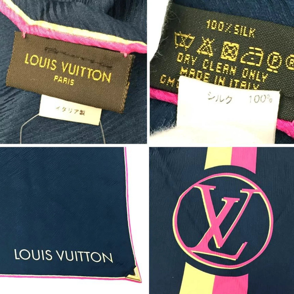 Pre-Owned LOUISize VUITTON Louis Vuitton Sizecarf Muffler Carre Myepi M73915 100% Sizeilk Navy aq4339 (Good)