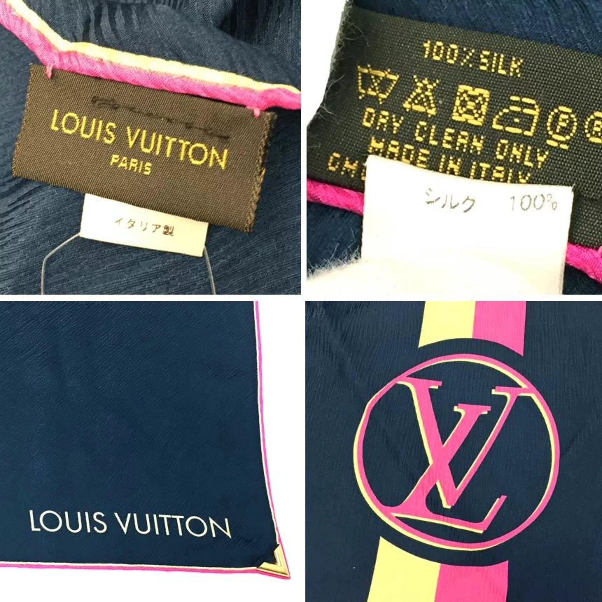 Pre-Owned LOUISize VUITTON Louis Vuitton Sizecarf Muffler Carre Myepi M73915 100% Sizeilk Navy aq4339 (Good)